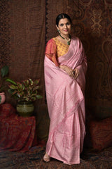 Baby pink silk Kani saree