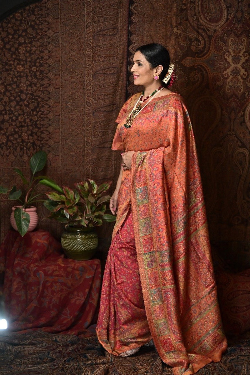 Half and half partly pallu silk kani saree