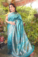 Our new line of Kani sarees - Turquoise Color