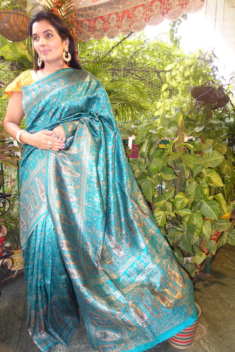 Our new line of Kani sarees - Turquoise Color