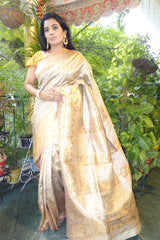 Raw silk kani saree - Gold