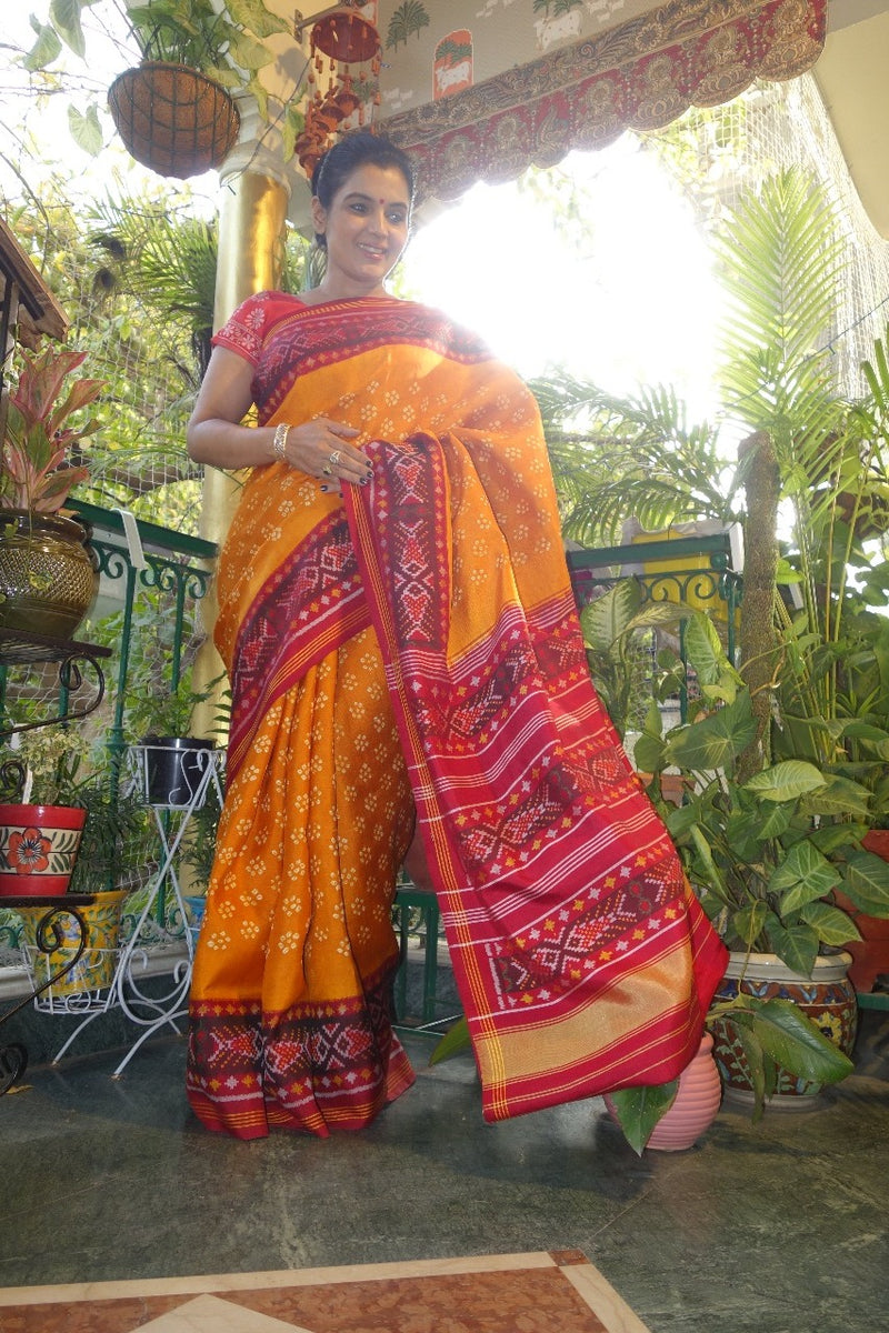 Yellow Kutch Bandhini saree