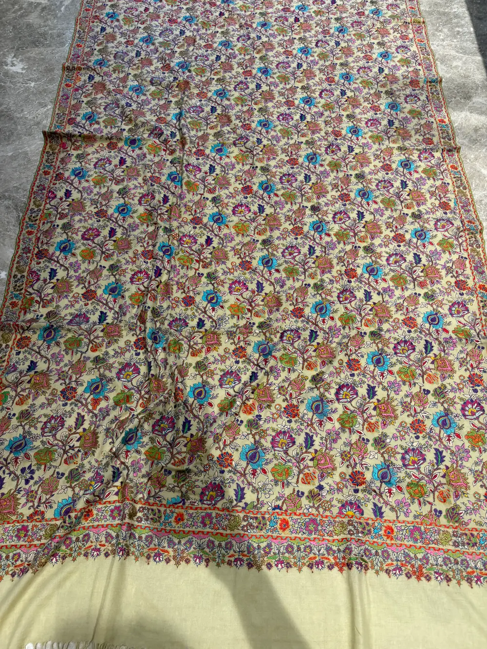 Men's Pure Pashmina All-Over Hand Embroidered Sozni Shawl — Pashmina, Kashmir