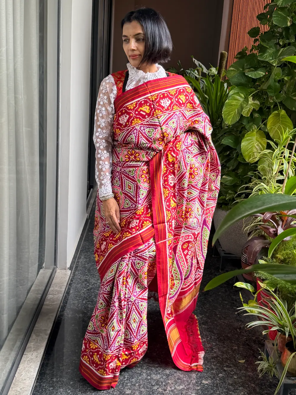 Double Ikat Patan Patola Silk Saree in Crimson Red — Patan Patola, Pure Silk, Patan, Gujarat