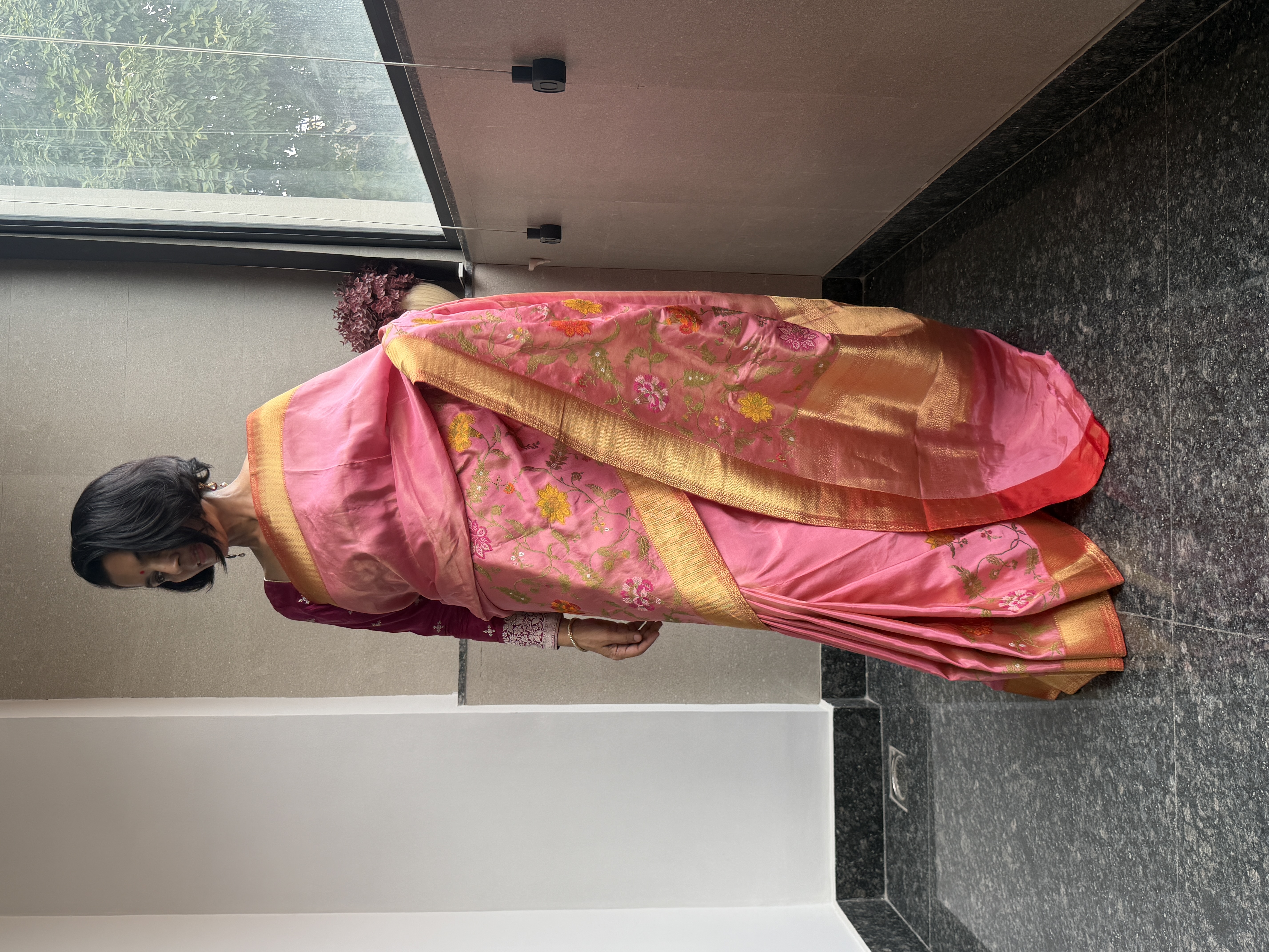 Pink Tissue Katan Silk Multi-Meena Kaduwa Banarasi Saree, view 4376