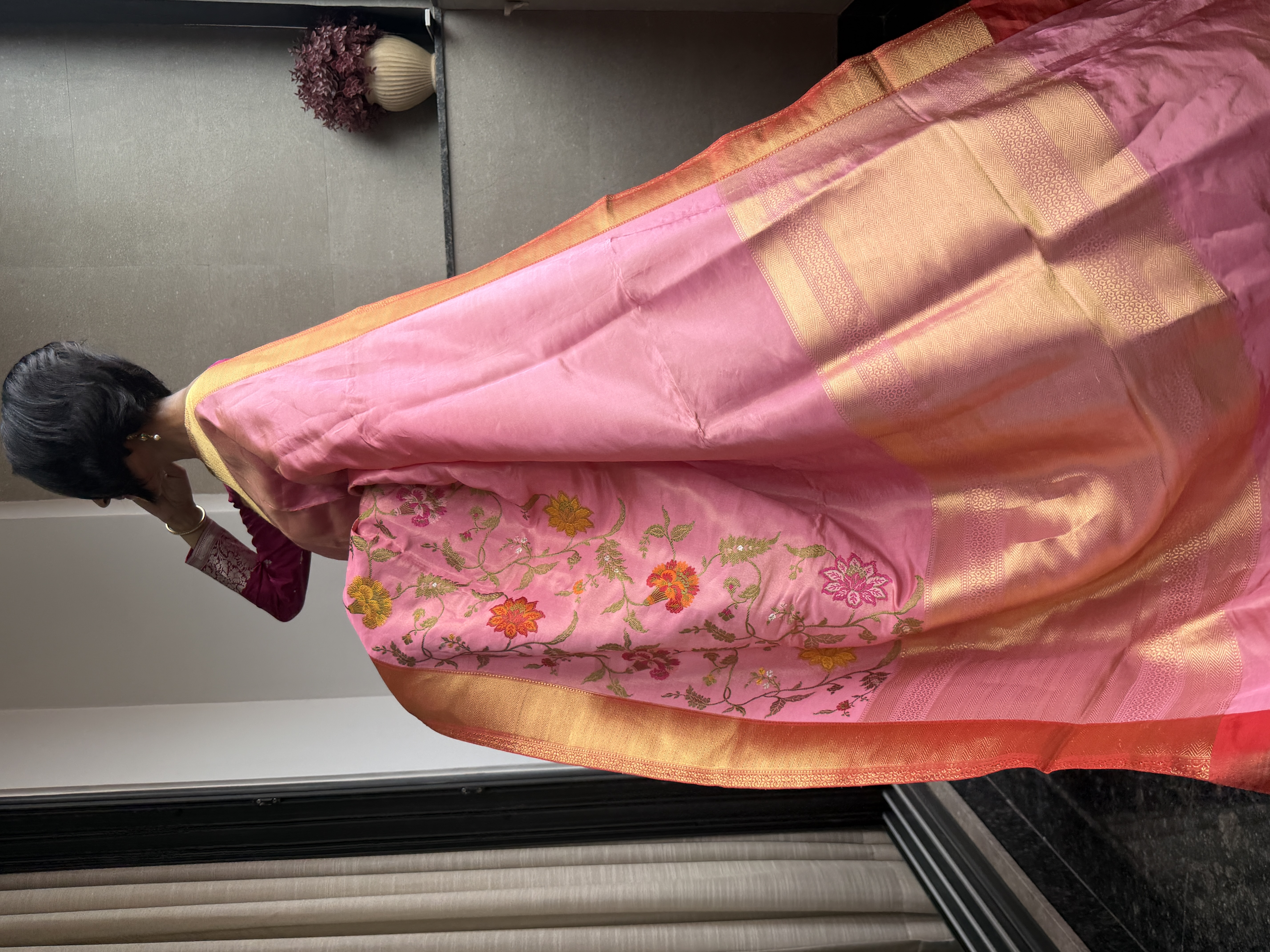 Pink Tissue Katan Silk Multi-Meena Kaduwa Banarasi Saree, view 4377