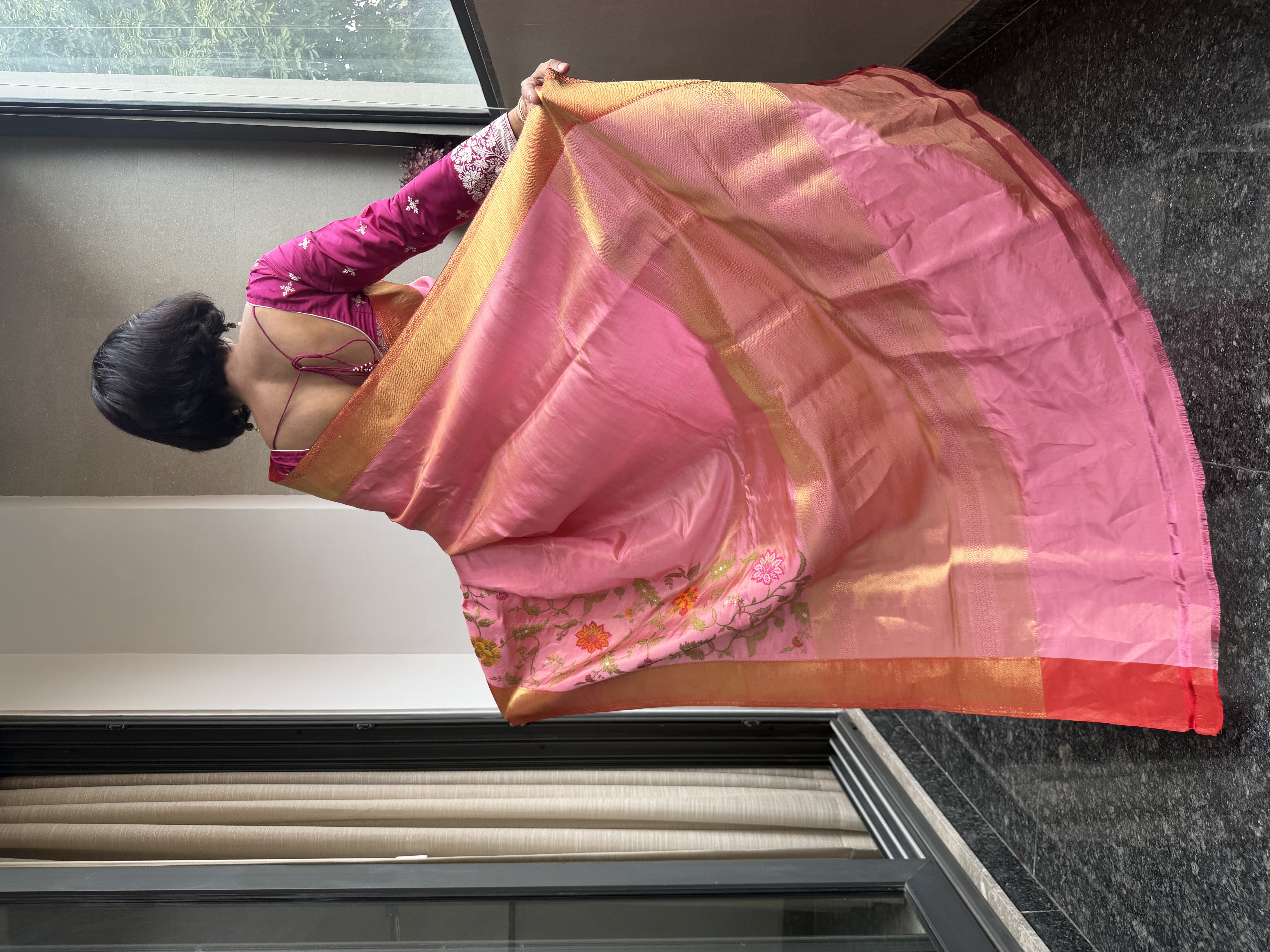 Pink Tissue Katan Silk Multi-Meena Kaduwa Banarasi Saree, view 4378