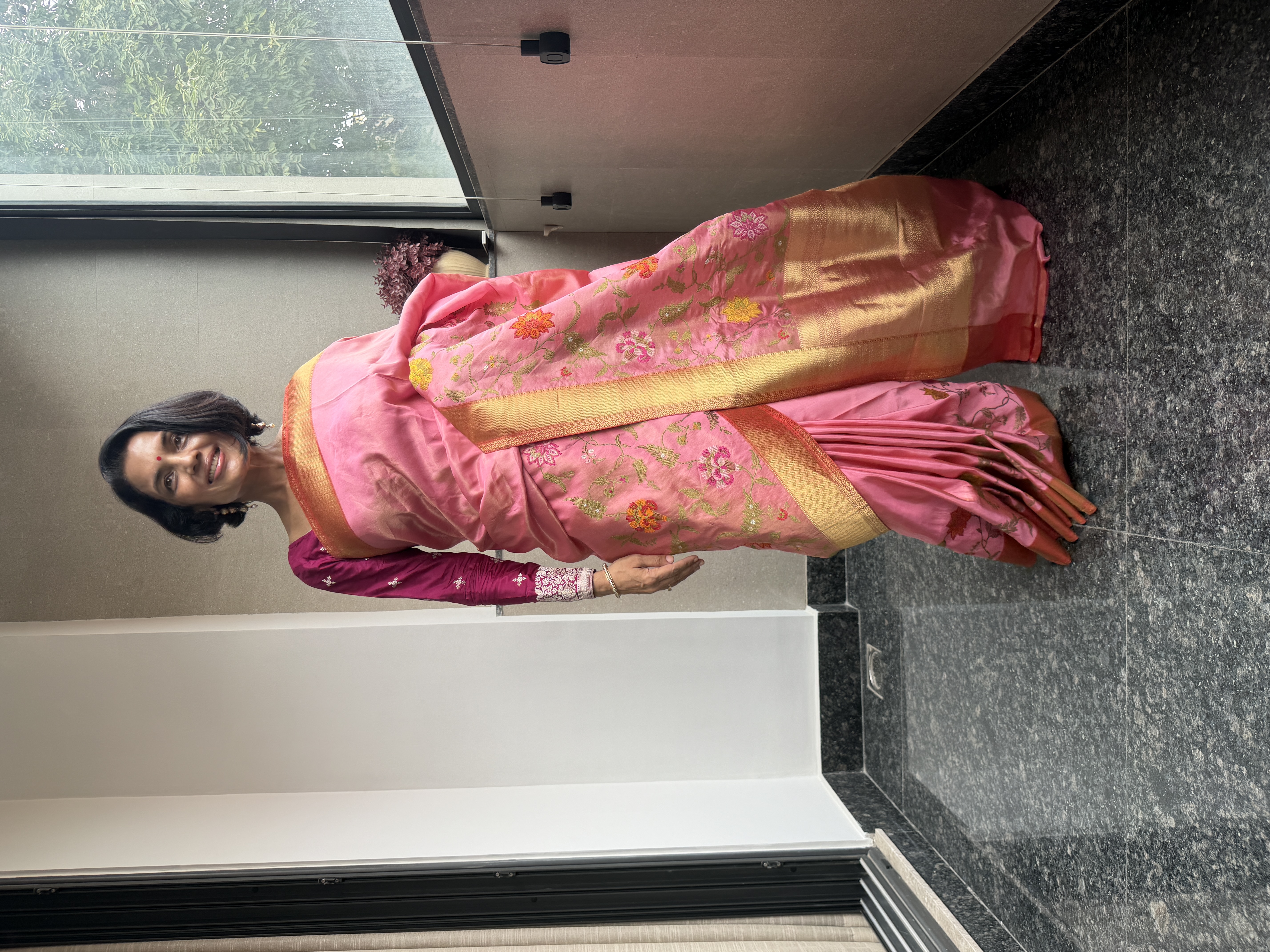 Pink Tissue Katan Silk Multi-Meena Kaduwa Banarasi Saree, view 4379